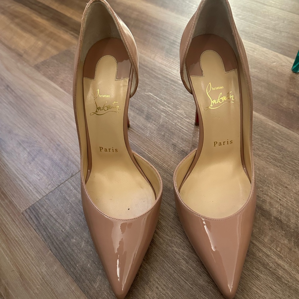 Christian Louboutin Nude Patent Leather Pumps